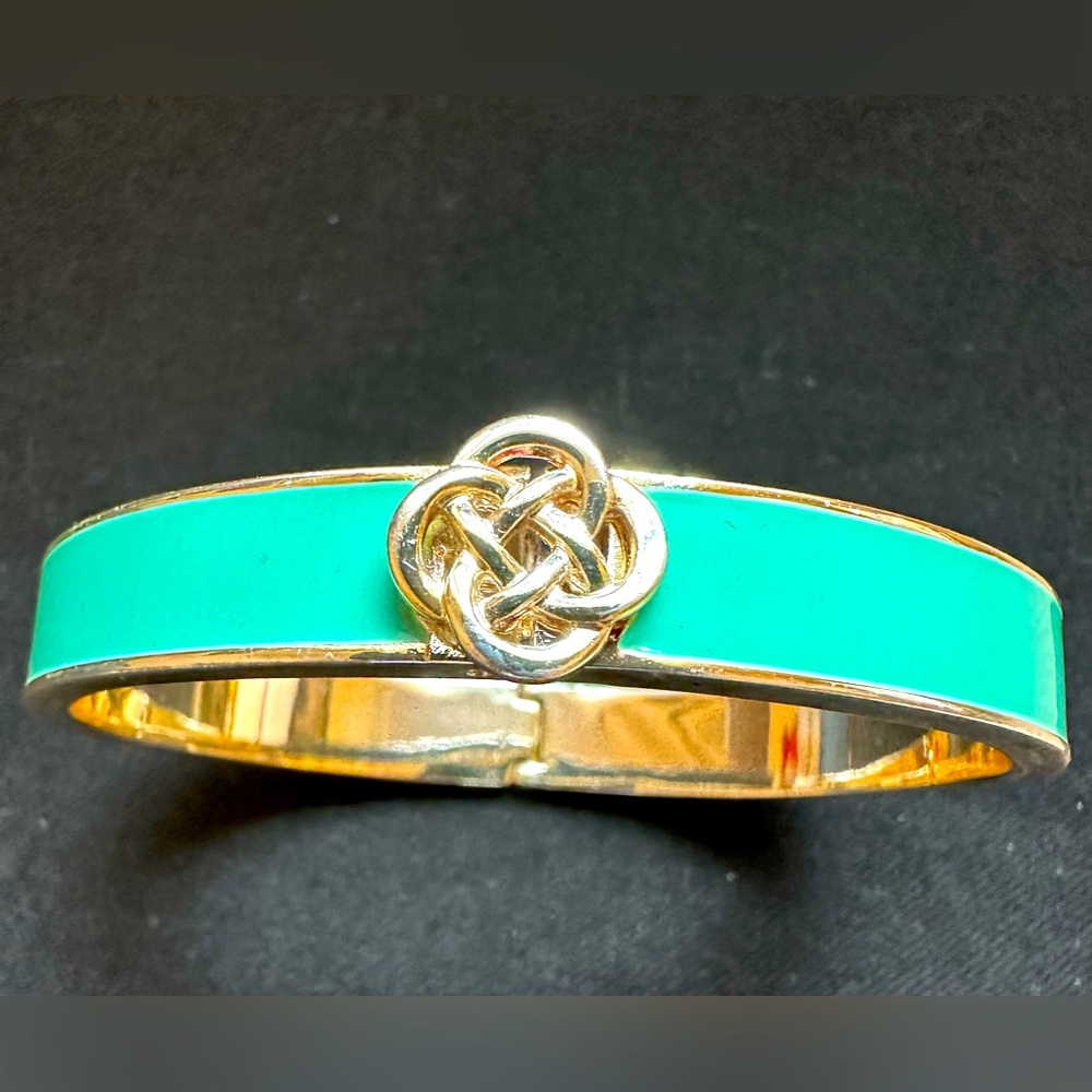 Stella & Dot Hinged Silver/Turquoise Bangle Bracelet